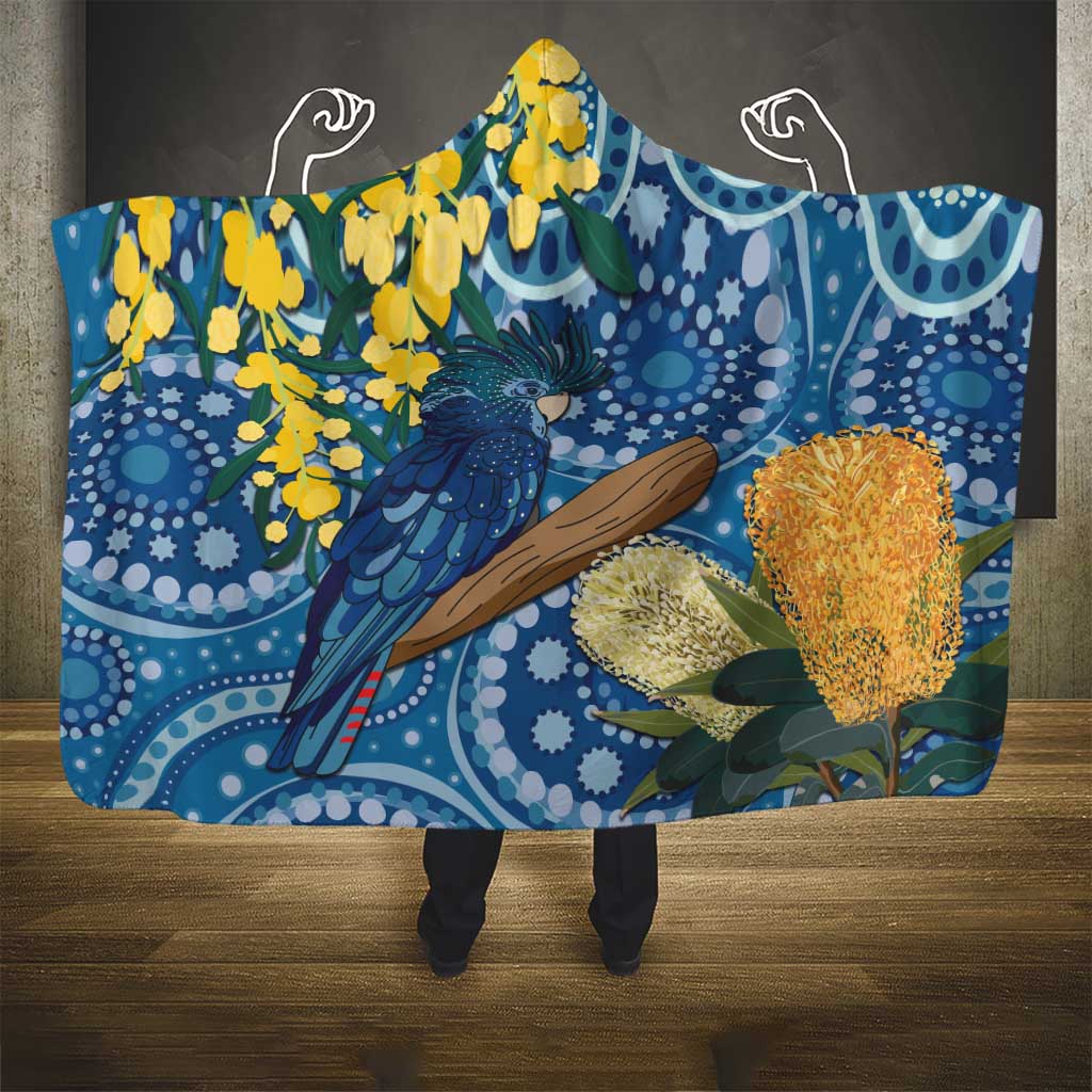 Black Cockatoo Australia Aboriginal Art Hooded Blanket NAIDOC Week - Nature Lovers