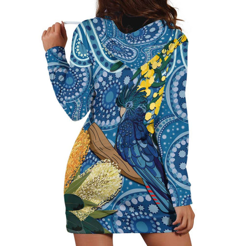 Black Cockatoo Australia Aboriginal Art Hoodie Dress NAIDOC Week - Nature Lovers