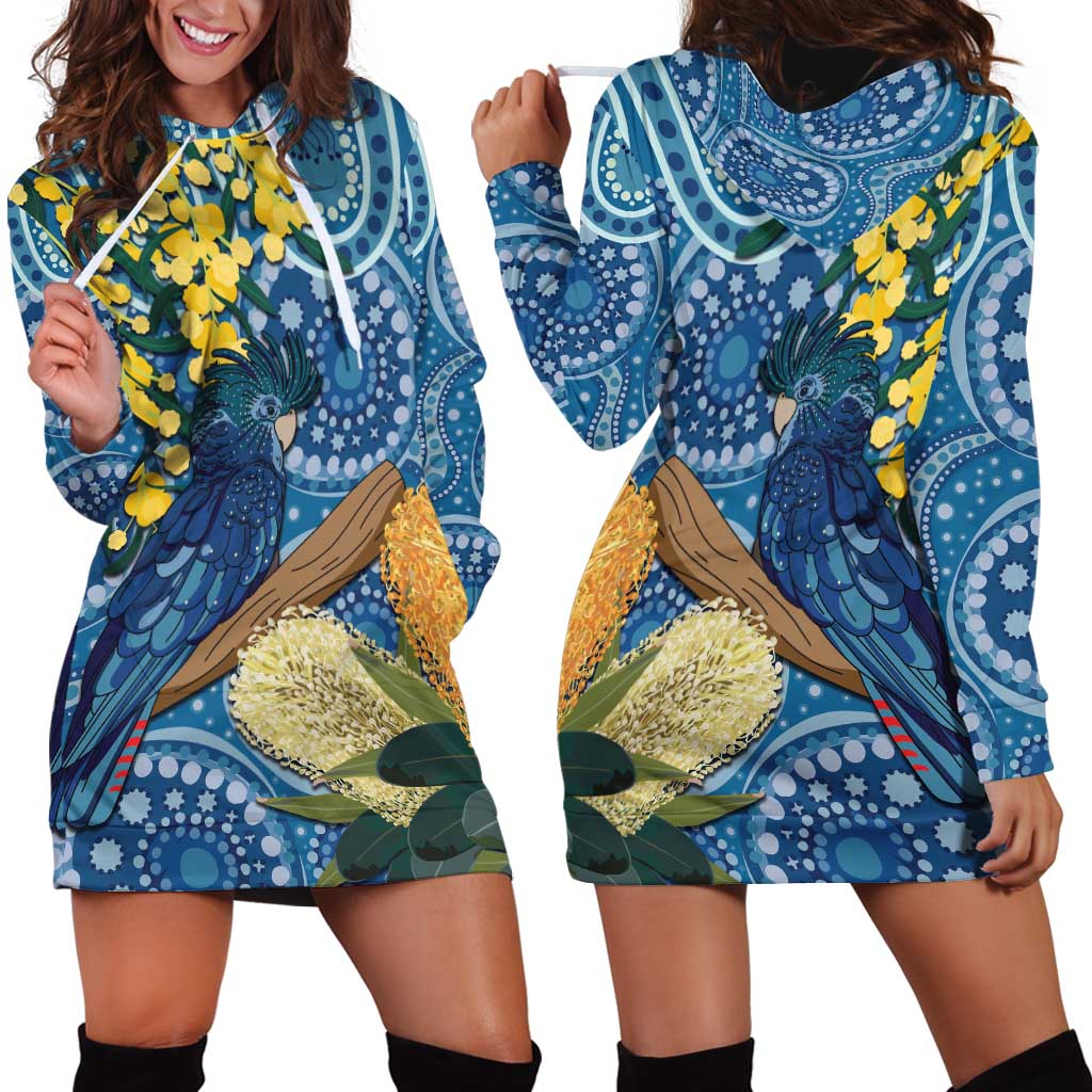Black Cockatoo Australia Aboriginal Art Hoodie Dress NAIDOC Week - Nature Lovers