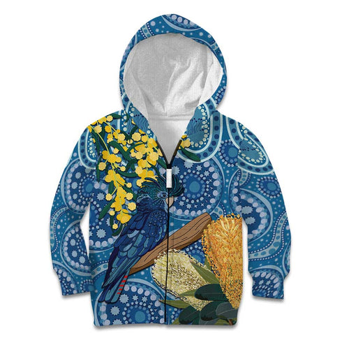 Black Cockatoo Australia Aboriginal Art Kid Hoodie NAIDOC Week - Nature Lovers