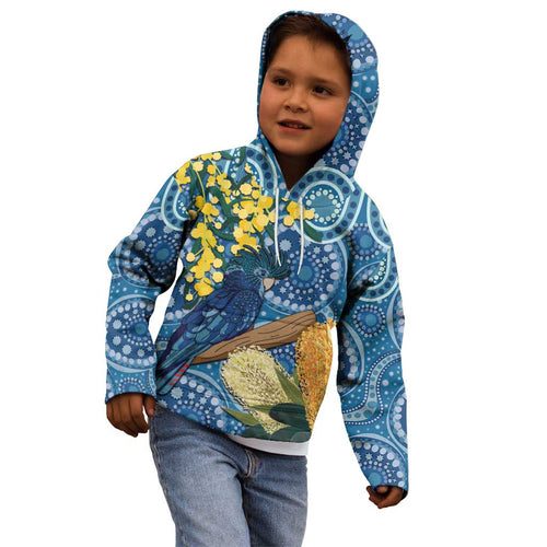 Black Cockatoo Australia Aboriginal Art Kid Hoodie NAIDOC Week - Nature Lovers