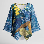 Black Cockatoo Australia Aboriginal Art Kimono Sleeve Blouse NAIDOC Week - Nature Lovers