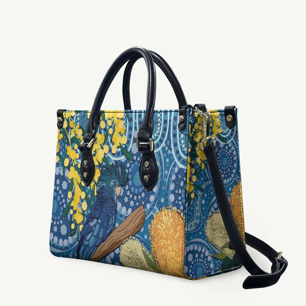 Black Cockatoo Australia Aboriginal Art Leather Bag NAIDOC Week - Nature Lovers