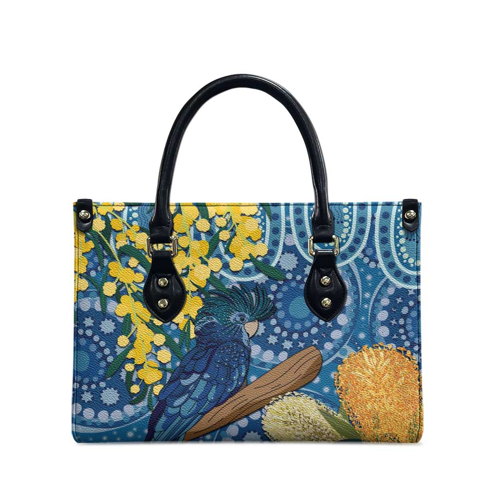 Black Cockatoo Australia Aboriginal Art Leather Bag NAIDOC Week - Nature Lovers