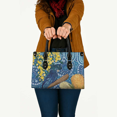 Black Cockatoo Australia Aboriginal Art Leather Bag NAIDOC Week - Nature Lovers