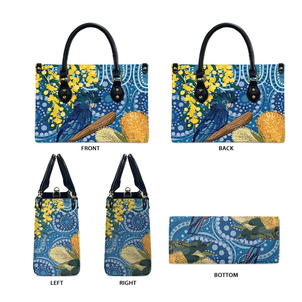 Black Cockatoo Australia Aboriginal Art Leather Bag NAIDOC Week - Nature Lovers