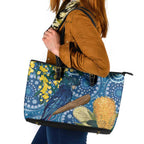 Black Cockatoo Australia Aboriginal Art Leather Tote Bag NAIDOC Week - Nature Lovers