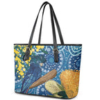 Black Cockatoo Australia Aboriginal Art Leather Tote Bag NAIDOC Week - Nature Lovers