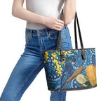 Black Cockatoo Australia Aboriginal Art Leather Tote Bag NAIDOC Week - Nature Lovers