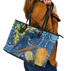 Black Cockatoo Australia Aboriginal Art Leather Tote Bag NAIDOC Week - Nature Lovers