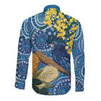 Black Cockatoo Australia Aboriginal Art Long Sleeve Button Shirt NAIDOC Week - Nature Lovers
