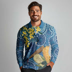 Black Cockatoo Australia Aboriginal Art Long Sleeve Polo Shirt NAIDOC Week - Nature Lovers