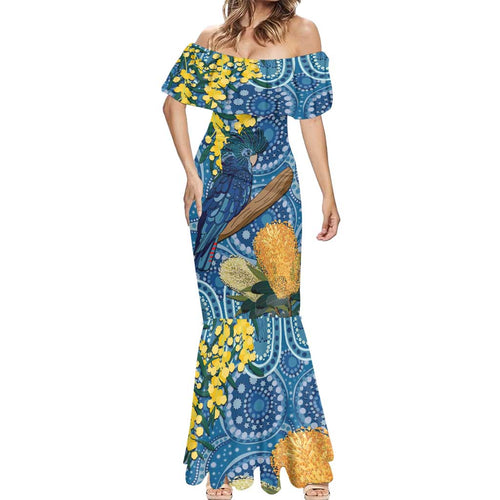 Black Cockatoo Australia Aboriginal Art Mermaid Dress NAIDOC Week - Nature Lovers