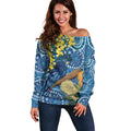 Black Cockatoo Australia Aboriginal Art Off Shoulder Sweater NAIDOC Week - Nature Lovers