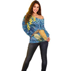 Black Cockatoo Australia Aboriginal Art Off Shoulder Sweater NAIDOC Week - Nature Lovers
