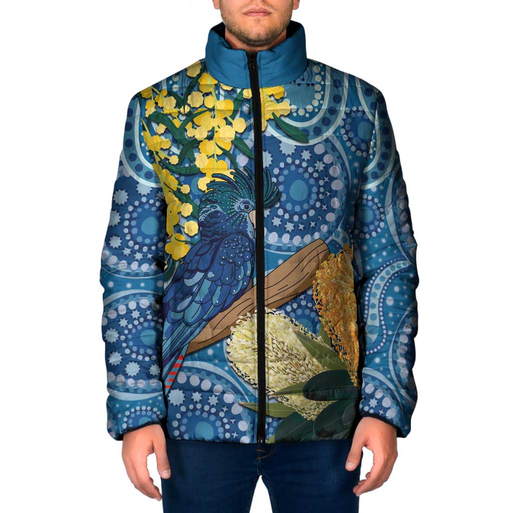 Black Cockatoo Australia Aboriginal Art Padded Jacket NAIDOC Week - Nature Lovers