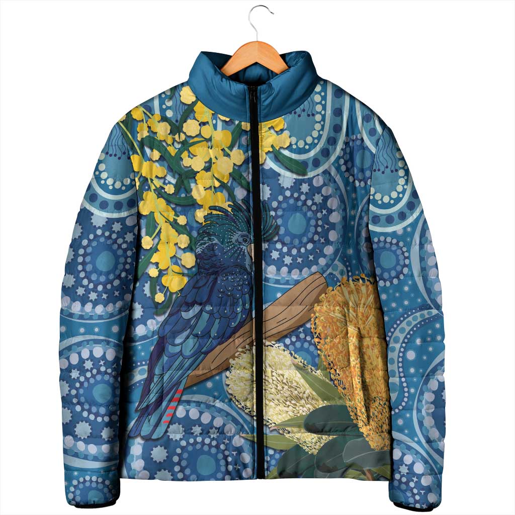 Black Cockatoo Australia Aboriginal Art Padded Jacket NAIDOC Week - Nature Lovers