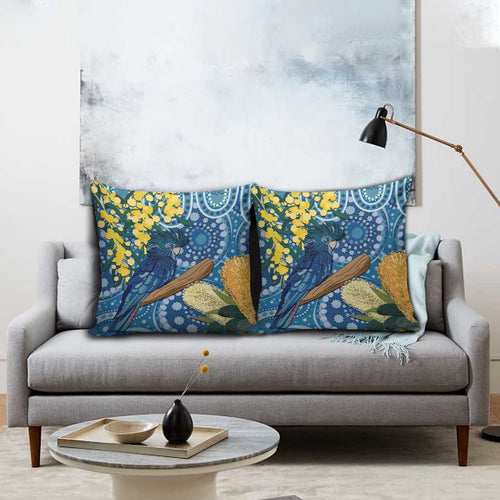 Black Cockatoo Australia Aboriginal Art Pillow Cover NAIDOC Week - Nature Lovers