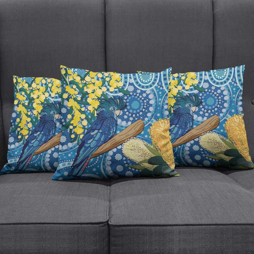 Black Cockatoo Australia Aboriginal Art Pillow Cover NAIDOC Week - Nature Lovers
