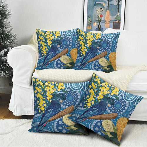 Black Cockatoo Australia Aboriginal Art Pillow Cover NAIDOC Week - Nature Lovers