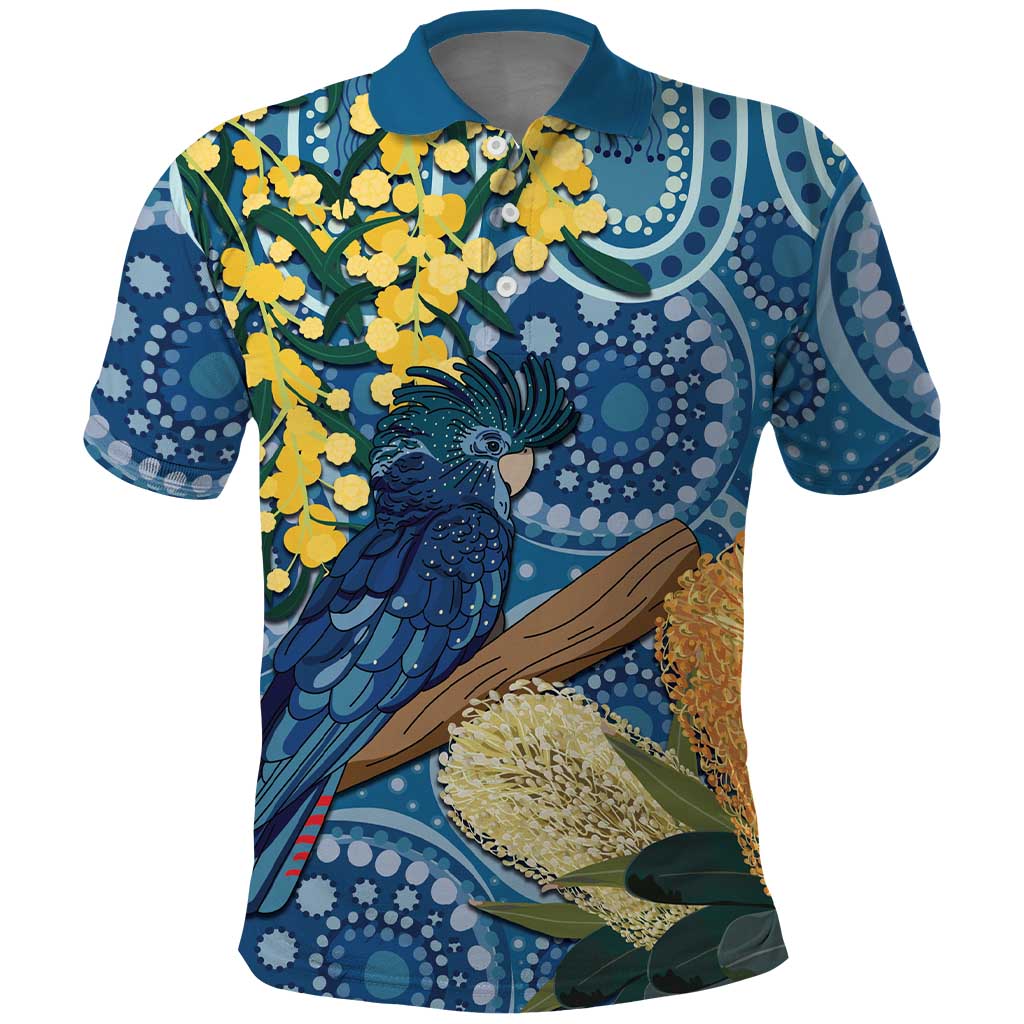 Black Cockatoo Australia Aboriginal Art Polo Shirt NAIDOC Week - Nature Lovers