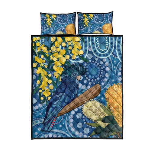 Black Cockatoo Australia Aboriginal Art Quilt Bed Set NAIDOC Week - Nature Lovers