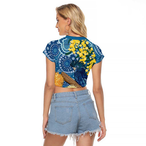 Black Cockatoo Australia Aboriginal Art Raglan Cropped T Shirt NAIDOC Week - Nature Lovers