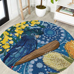 Black Cockatoo Australia Aboriginal Art Round Carpet NAIDOC Week - Nature Lovers