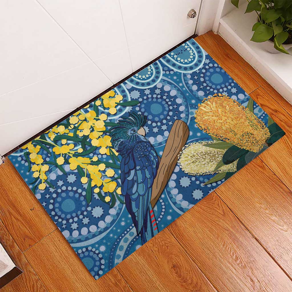Black Cockatoo Australia Aboriginal Art Rubber Doormat NAIDOC Week - Nature Lovers