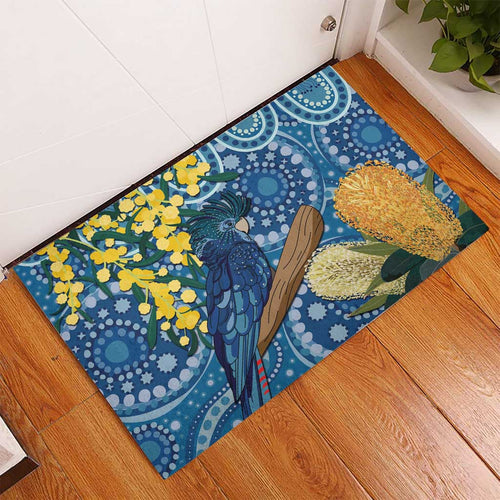 Black Cockatoo Australia Aboriginal Art Rubber Doormat NAIDOC Week - Nature Lovers