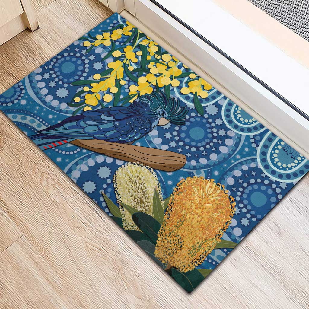Black Cockatoo Australia Aboriginal Art Rubber Doormat NAIDOC Week - Nature Lovers