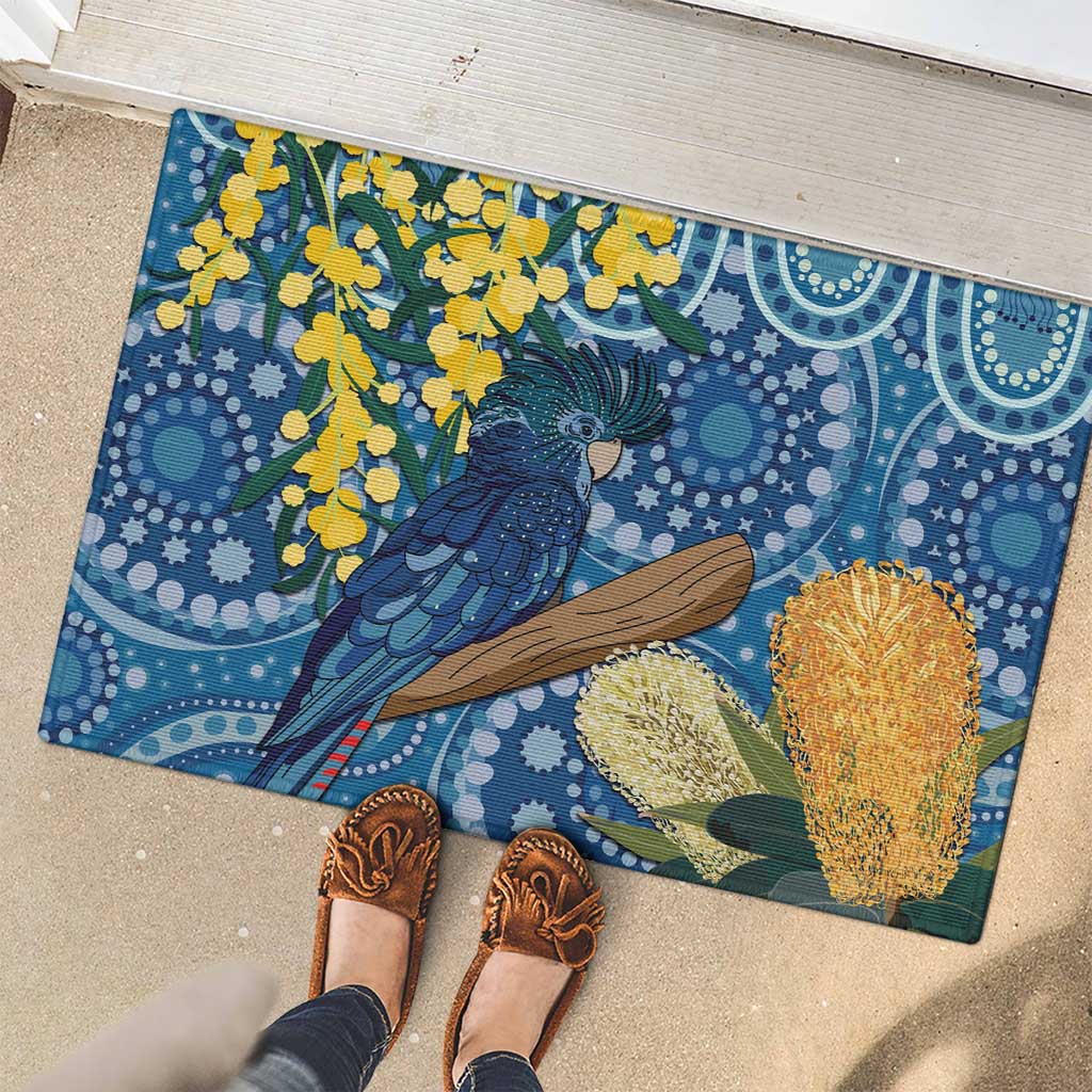 Black Cockatoo Australia Aboriginal Art Rubber Doormat NAIDOC Week - Nature Lovers
