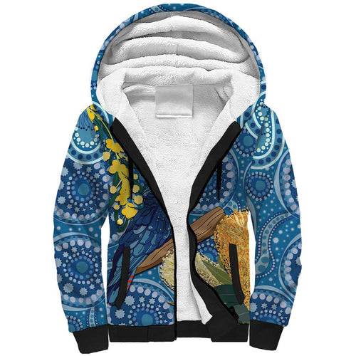Black Cockatoo Australia Aboriginal Art Sherpa Hoodie NAIDOC Week - Nature Lovers