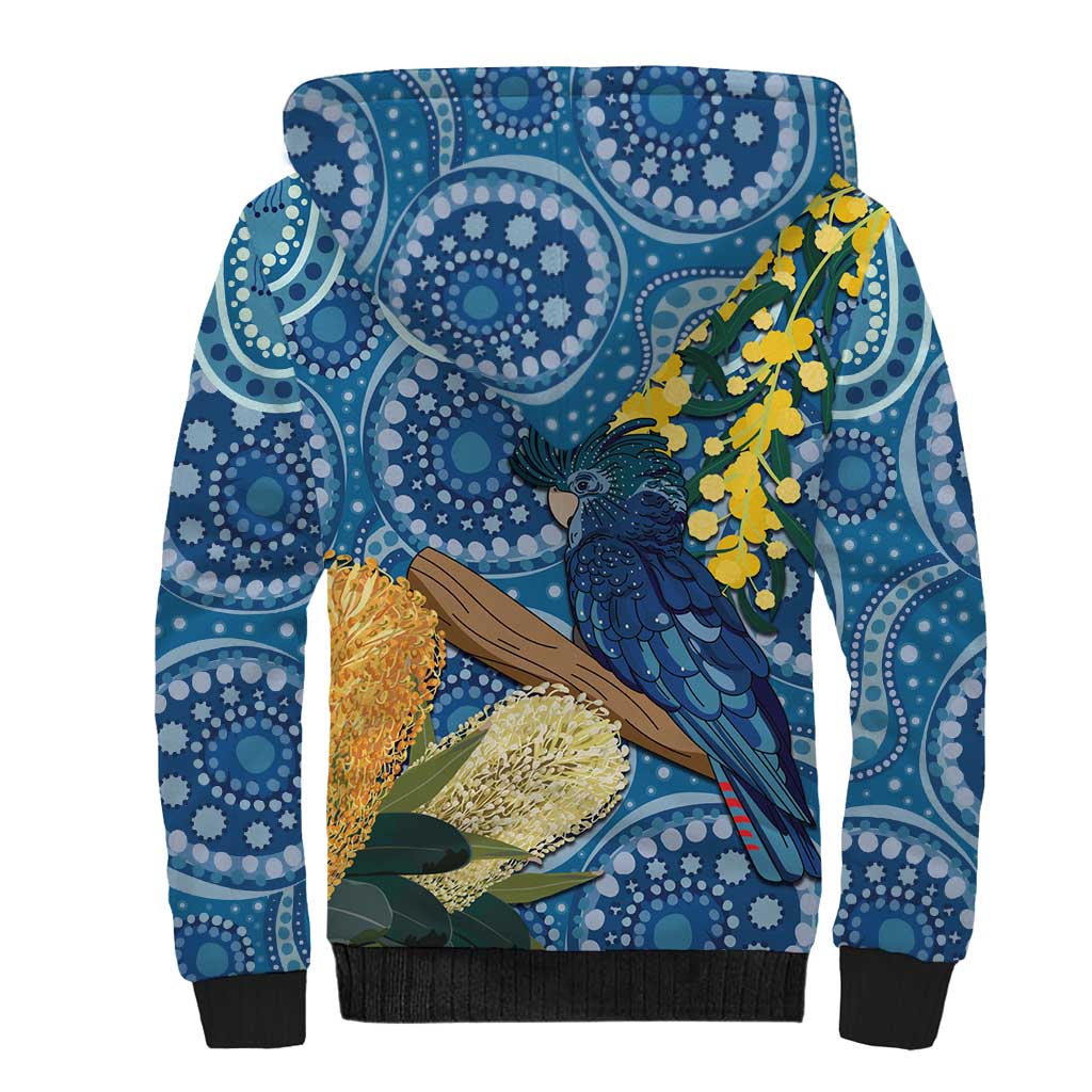Black Cockatoo Australia Aboriginal Art Sherpa Hoodie NAIDOC Week - Nature Lovers