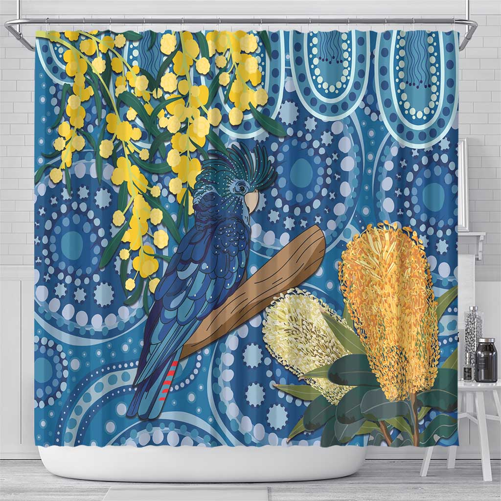 Black Cockatoo Australia Aboriginal Art Shower Curtain NAIDOC Week - Nature Lovers