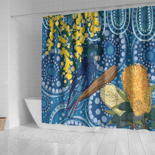 Black Cockatoo Australia Aboriginal Art Shower Curtain NAIDOC Week - Nature Lovers