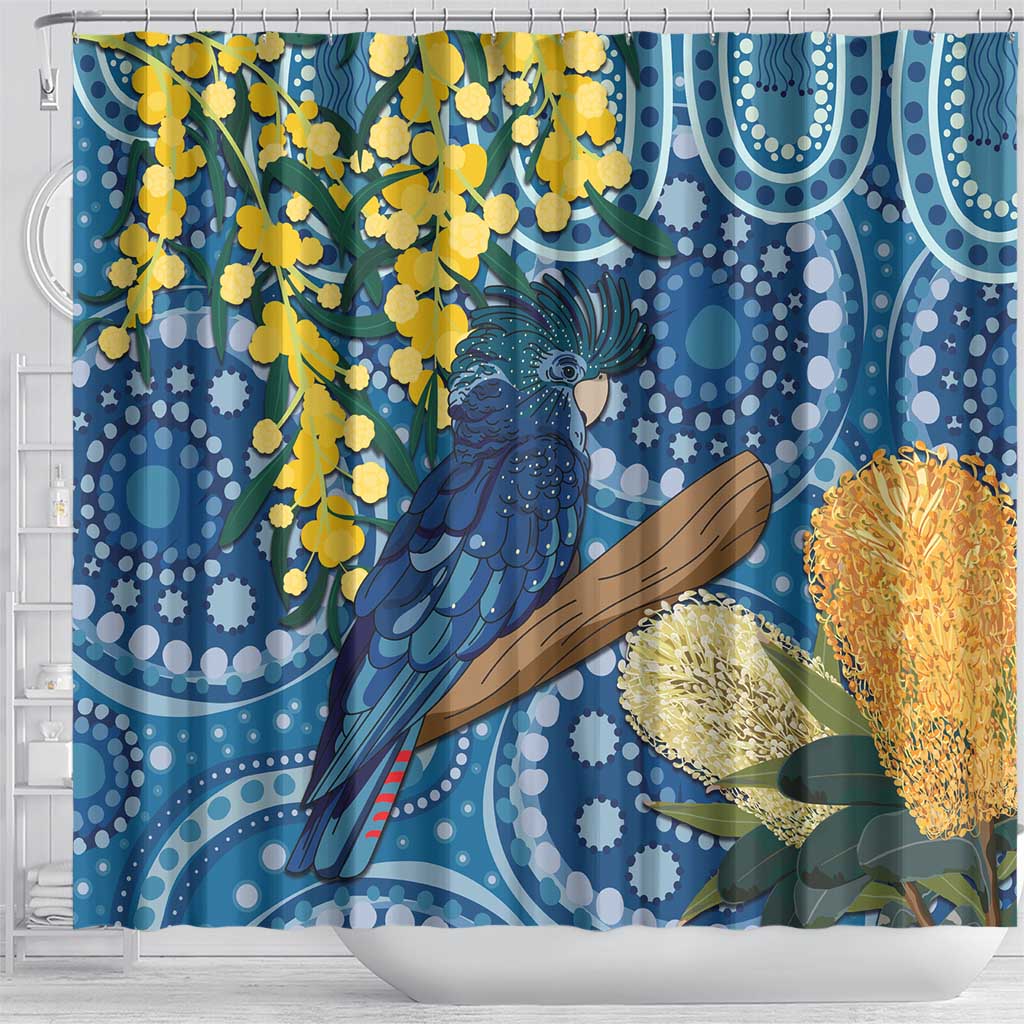 Black Cockatoo Australia Aboriginal Art Shower Curtain NAIDOC Week - Nature Lovers