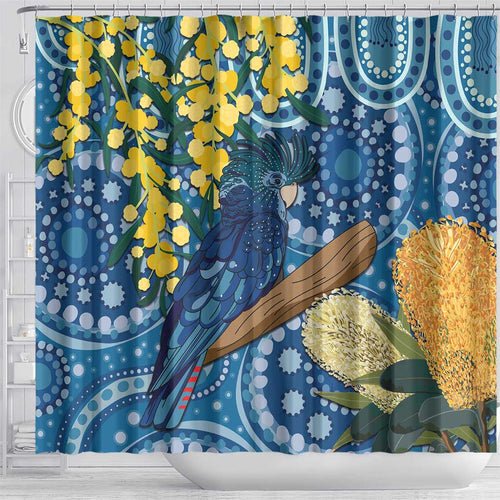 Black Cockatoo Australia Aboriginal Art Shower Curtain NAIDOC Week - Nature Lovers