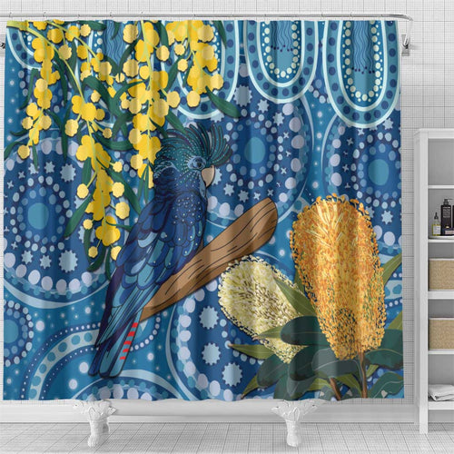 Black Cockatoo Australia Aboriginal Art Shower Curtain NAIDOC Week - Nature Lovers