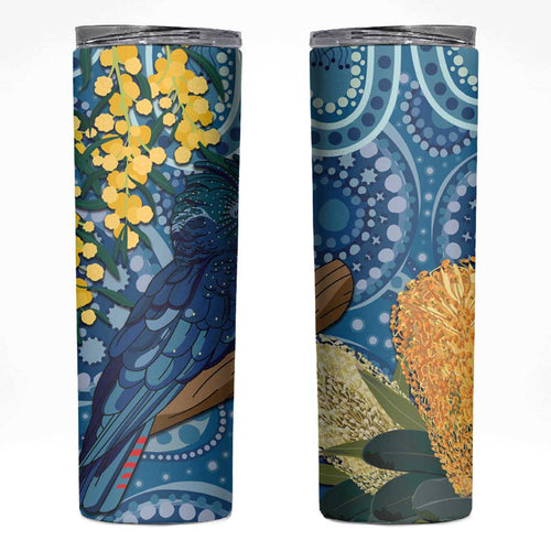 Black Cockatoo Australia Aboriginal Art Skinny Tumbler NAIDOC Week - Nature Lovers