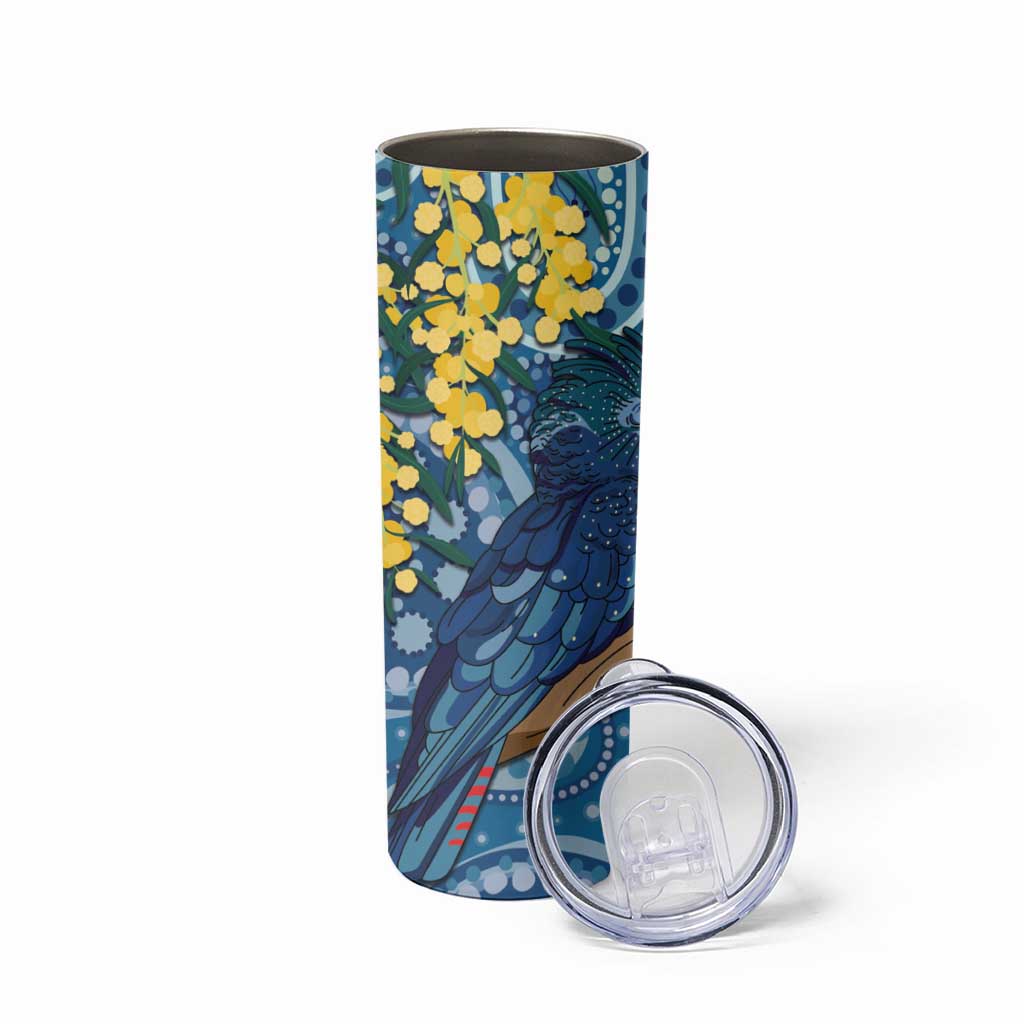 Black Cockatoo Australia Aboriginal Art Skinny Tumbler NAIDOC Week - Nature Lovers