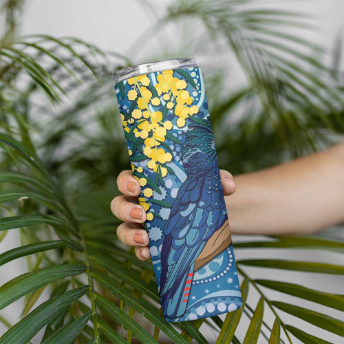 Black Cockatoo Australia Aboriginal Art Skinny Tumbler NAIDOC Week - Nature Lovers