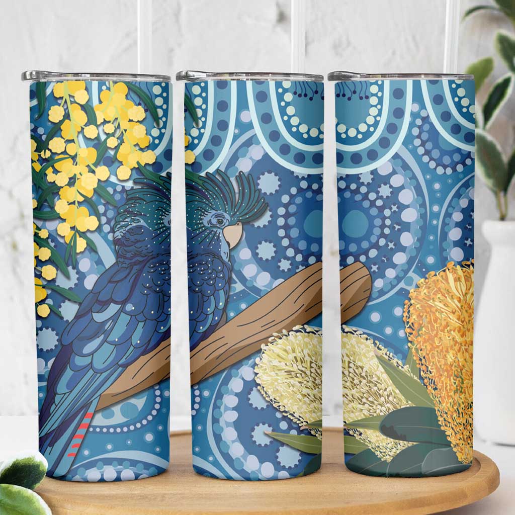 Black Cockatoo Australia Aboriginal Art Skinny Tumbler NAIDOC Week - Nature Lovers