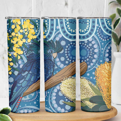 Black Cockatoo Australia Aboriginal Art Skinny Tumbler NAIDOC Week - Nature Lovers