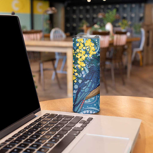 Black Cockatoo Australia Aboriginal Art Skinny Tumbler NAIDOC Week - Nature Lovers