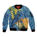 Black Cockatoo Australia Aboriginal Art Sleeve Zip Bomber Jacket NAIDOC Week - Nature Lovers