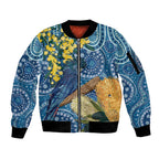 Black Cockatoo Australia Aboriginal Art Sleeve Zip Bomber Jacket NAIDOC Week - Nature Lovers