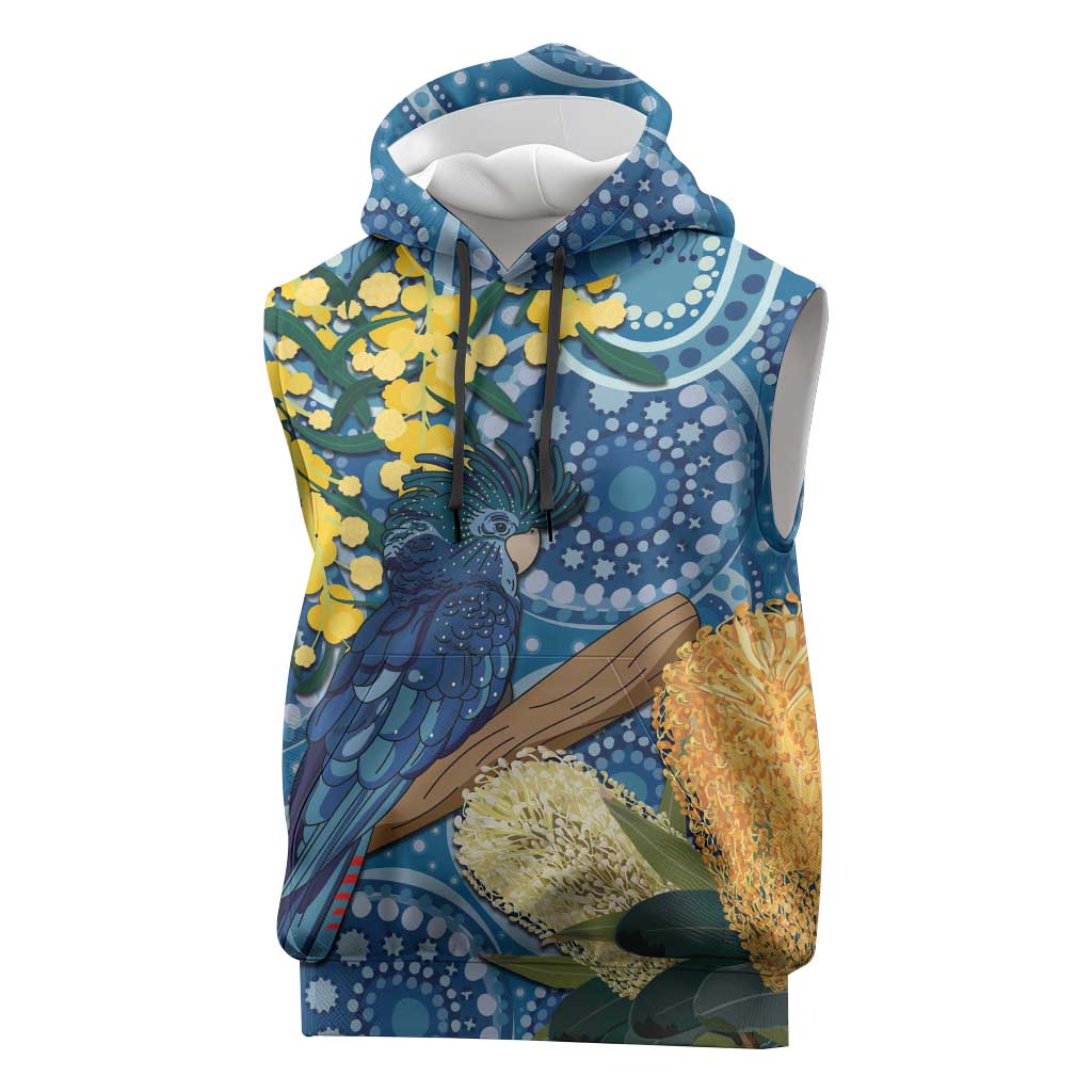 Black Cockatoo Australia Aboriginal Art Sleeveless Hoodie NAIDOC Week - Nature Lovers