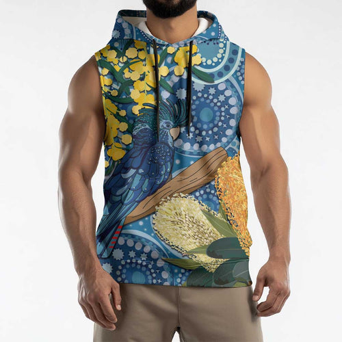 Black Cockatoo Australia Aboriginal Art Sleeveless Hoodie NAIDOC Week - Nature Lovers