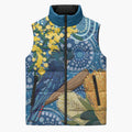 Black Cockatoo Australia Aboriginal Art Sleeveless Puffer Jacket NAIDOC Week - Nature Lovers